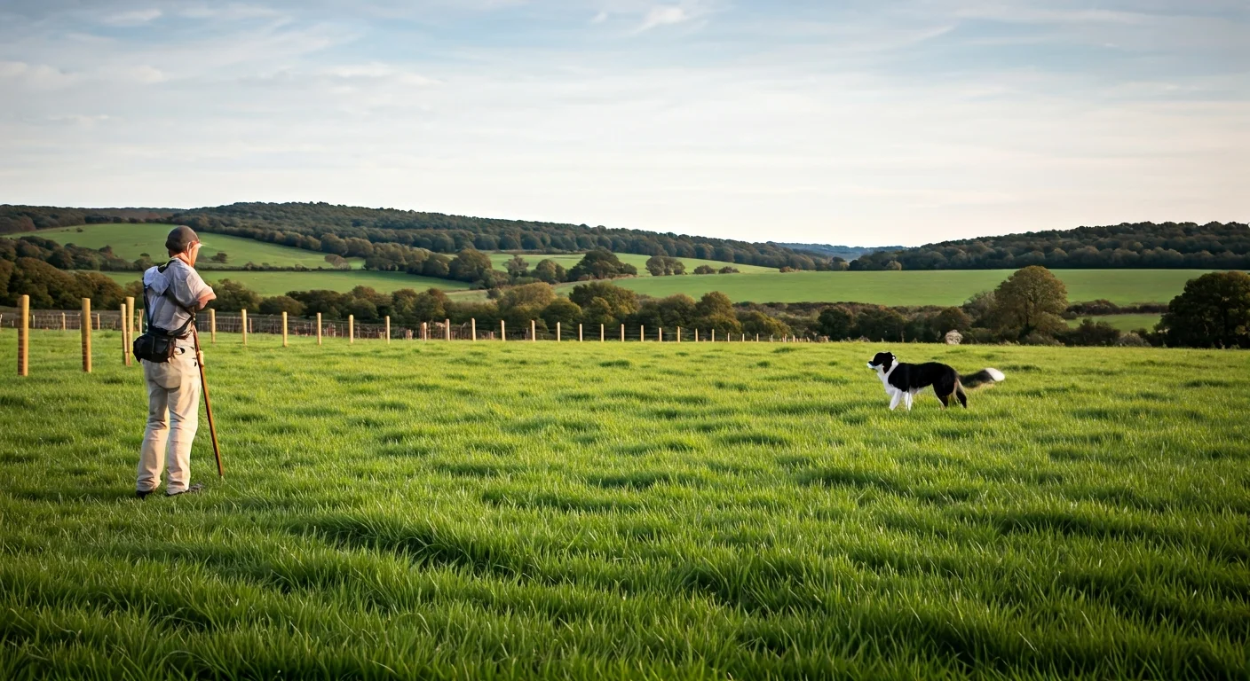 Shepherd communicating with Border Collie by whistle