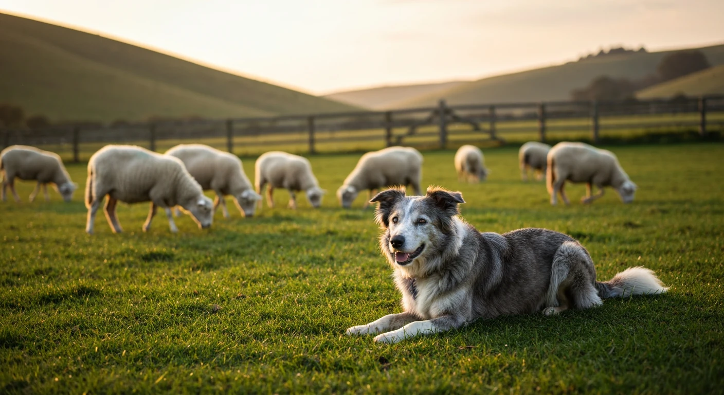 A stack of folded fleece blankets and a coiled leash on a wooden bench outside a kennel building, late afternoon sun raking across the concrete, shot from a low three-quarter angle with the kennel runs soft in the background.