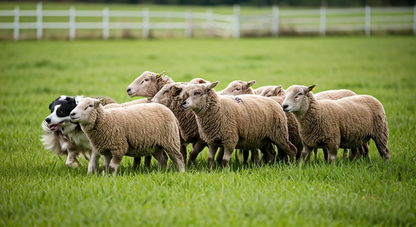 Border Collie competing at herding trial