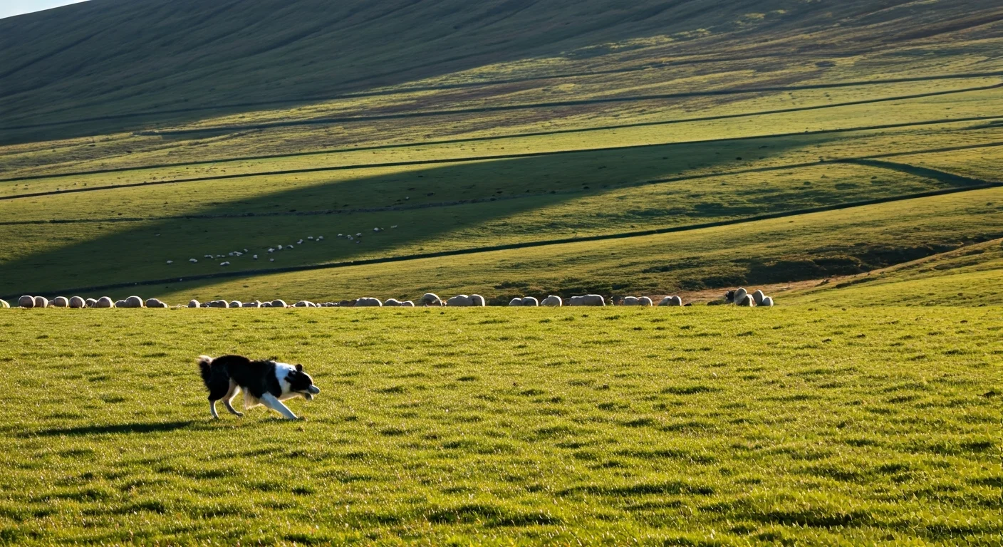 Border Collie executing long distance outrun